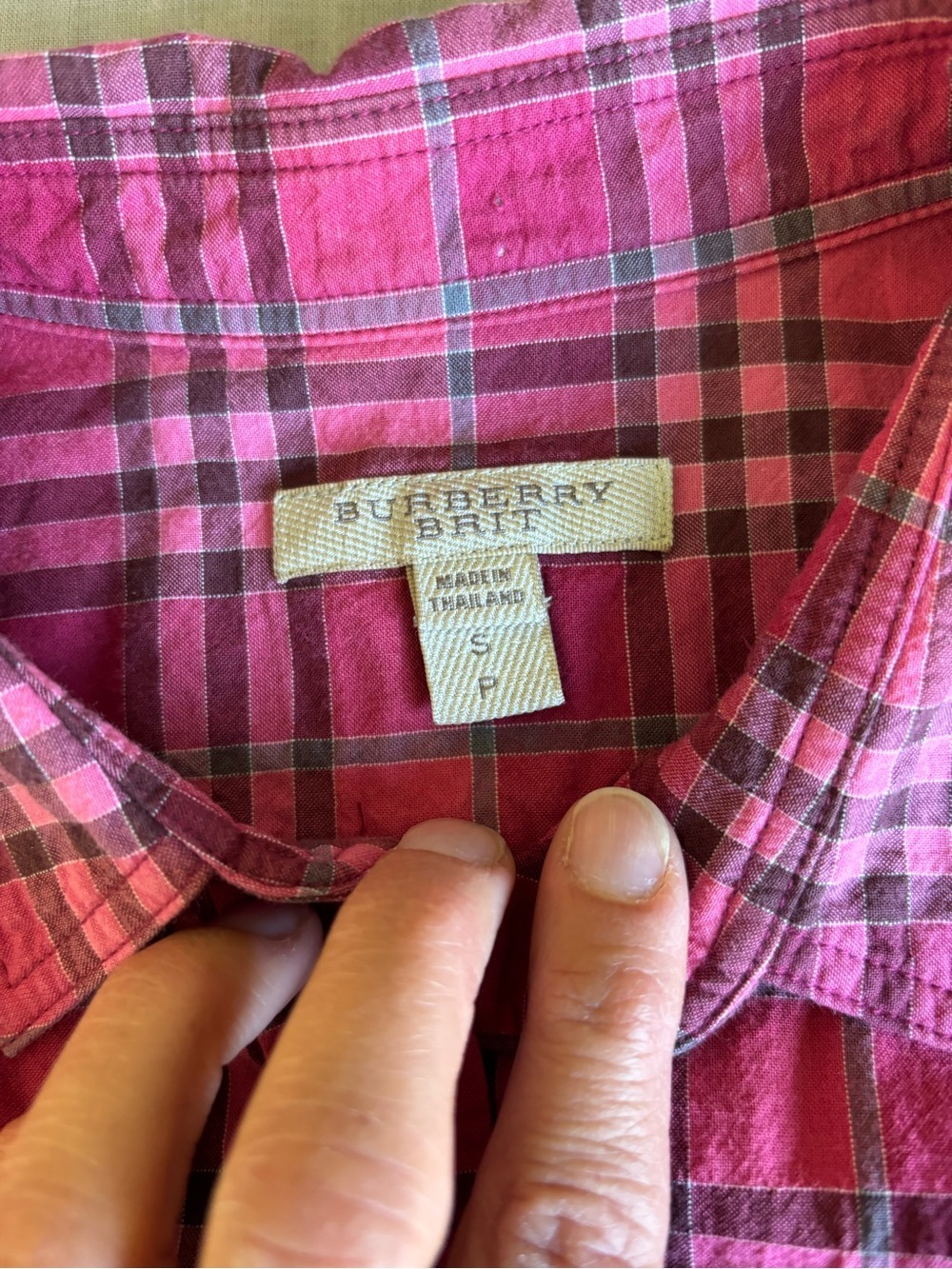Burberry Brit Pink Plaid Button Down Shirt Stretch Preppy Feminine Small - Picture 4 of 8